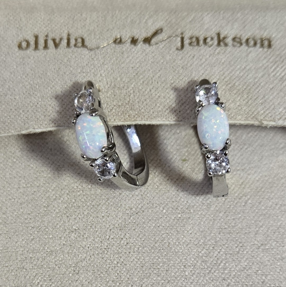 Olivia and Jackson Silver Opal Earrings